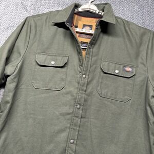 NWT Dickies Flannel Lined Duck Shirt Jacket Men's XL Army Green HydroShield
